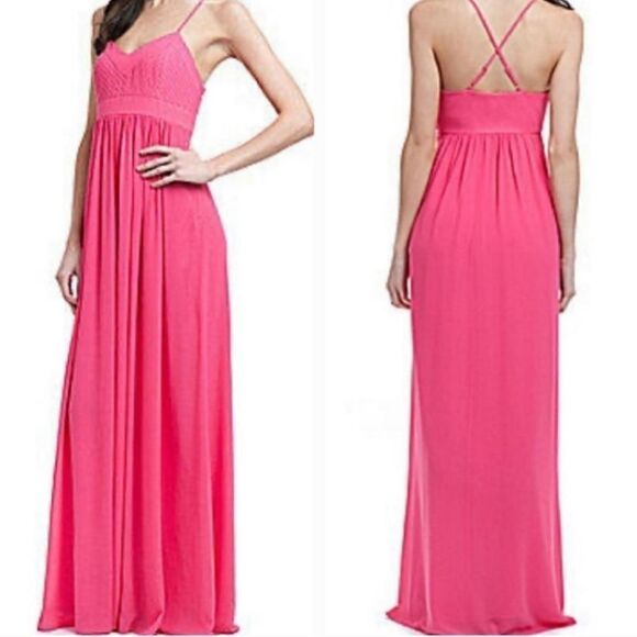 Anthropologie Dresses & Skirts - 🔹️Anthropologie Badgley Mischka Hot Pink Spaghetti Strap Maxi Dress Size 6